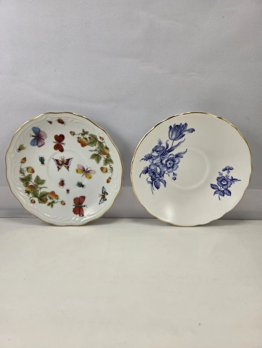 Vintage Crown Staffordshire Bone China Saucer- Bluebell & Hampton Bug Berry
